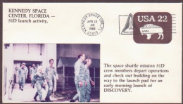 US Space Cover 1985. Discovery STS-51D Launch. KSC - United States