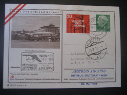 Deutschland- Ganzsache Bildpostkarte, Erstflug Stuttgart - Wien Mit Austrian Airlines - Cartoline Illustrate - Usati