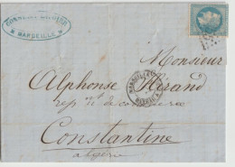 MARITIME + FISCAL ! - 1870 - BATEAU A VAP. MARSEILLE (IND 12) + TIMBRE DIMENSION 1F ! LETTRE => CONSTANTINE (ALGERIE) - 1849-1876: Période Classique