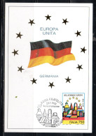 ITALIA REPUBBLICA ITALY REPUBLIC 1993 BENVENUTA EUROPA UNITA GERMANIA LIRE 750 CEPT MAXI MAXIMUM CARD CARTOLINA CARTE - Cartoline Maximum