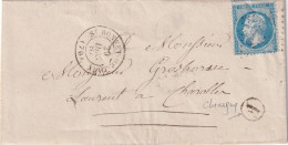 LETTRE. 20 DEC 67. N° 22. ST BONNET DE JOUX. SAONE ET LOIRE . 3528. BOITE RURALE F = CHEVAGNY SUR QUYE.  POUR CHAROLLES - 1849-1876: Periodo Classico