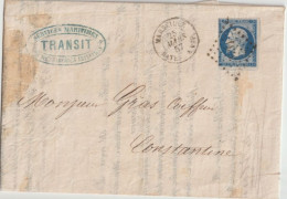 MARITIME ! - 1870 - BATEAU A VAP. MARSEILLE (IND 12) / LETTRE MESSAGERIES IMPERIALES => CONSTANTINE (ALGERIE) - Maritieme Post