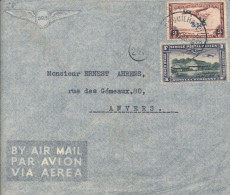 BELGIAN CONGO LETTRE PAR AVION DE COQUILHATVILLE 1938 VERS ANVERS - Covers & Documents