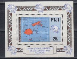 Fidji  1984 World Post Congress Hamburg / Map M/s  ** Mnh  (59834) - Fidji (1970-...)