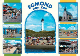 73946281 Egmond__aan_Zee_NL Teilansichten Mit Kirche Strand Und Leuchtturm - Autres & Non Classés