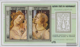 Aden - Kathiri State Block18A (complete Issue) Unmounted Mint / Never Hinged 1967 Paintings Of Botticelli - United Arab Emirates (General)