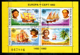 RUMÄNIEN Block 271, Bl.271 Spec.canc. - Europa Cept 1992, Kolumbus. Columbus, Colomb - ROMANIA / ROUMANIE - Blocchi & Foglietti