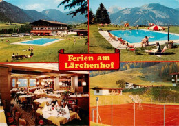 73946229 Erpfendorf_Tirol_AT Gasthof Laerchenhof Schwimmbad Gastraum Tennisplatz - Sonstige & Ohne Zuordnung