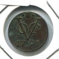 1791 UTRECHT VOC DUIT IINDES NÉERLANDAIS NETHERLANDS NEW YORK COLONIAL PENNY #VOC1761.10.F.A - Niederländisch-Indien