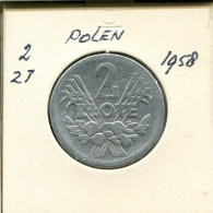 2 ZLOTE 1958 POLOGNE POLAND Pièce #AR780.F.A - Polen