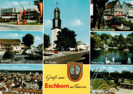 73946175 Eschborn Rathaus Stadthalle Platz An Der Esche Brueckenbrunnen Kirche P - Sonstige & Ohne Zuordnung