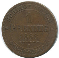 SAXONY 1 PFENNIG 1863 B Dresden Mint German States #DE10553.12.U.A - Sonstige & Ohne Zuordnung