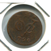 1790 HOLLAND VOC DUIT IINDES NÉERLANDAIS NETHERLANDS NEW YORK COLONIAL PENNY #VOC1801.10.F.A - Nederlands-Indië