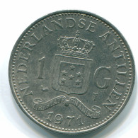 1 GULDEN 1971 ANTILLES NÉERLANDAISES Nickel Colonial Pièce #S11942.F.A - Antilles Néerlandaises