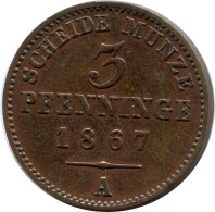 3 PFENNIGE 1867 A PRUSSIE RUSSIA ALLEMAGNE Pièce GERMANY #DA762.F.A - Otros & Sin Clasificación