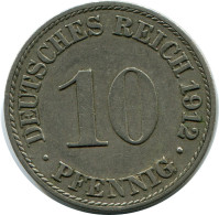 10 PFENNIG 1912 A DEUTSCHLAND Münze GERMANY #DB277.D.A - 10 Pfennig