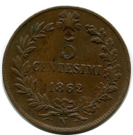 5 CENTESIMI 1862 N ITALIEN ITALY Münze Vittorio Emanuele II #AZ861.D.A - 1861-1878 : Victor Emmanuel II.