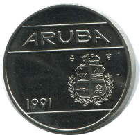 25 CENTS 1991 ARUBA Coin (From BU Mint Set) #AH068.U.A - Aruba