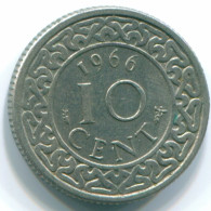 10 CENTS 1966 SURINAM NIEDERLANDE Nickel Koloniale Münze #S13234.D.A - Surinam 1975 - ...