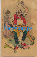 229035 ART ARTE HUMOR THE MAN HITTING ANOTHER SPOTTED POSTAL POSTCARD - Unclassified