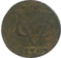 1753 HOLLAND VOC 1/2 DUIT NIEDERLANDE OSTINDIEN NY COLONIAL PENNY #VOC1100.8.D.A - Nederlands-Indië