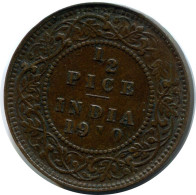 1/2 PICE 1910 INDE INDIA Pièce #AY946.F.A - Inde