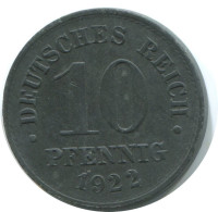 10 PFENNIG 1922 ALLEMAGNE Pièce GERMANY #AE413.F.A - 10 Renten- & 10 Reichspfennig