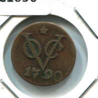 1790 UTRECHT VOC DUIT NIEDERLANDE OSTINDIEN NY COLONIAL PENNY #VOC1696.10.D.A - Dutch East Indies