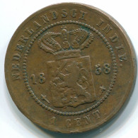 1 CENT 1858 INDES ORIENTALES NÉERLANDAISES INDONÉSIE INDONESIA Copper Colonial Pièce #S10005.F.A - Indes Néerlandaises