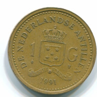 1 GULDEN 1991 ANTILLES NÉERLANDAISES Aureate Steel Colonial Pièce #S12137.F.A - Netherlands Antilles