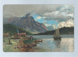 CPA - Norvège (?) - Tableau D’un Lac Avec Un Bateau Au Premier Plan - Illustration Morten Müller (non Signé) - Circulée - Norvège