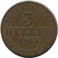 HESSE-CASSEL 3 Heller 1846 German States #DE10530.12.U.A - Otros & Sin Clasificación