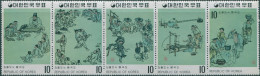 Korea South 1971 SG961a Paintings Yi Dynasty Strip MLH - Korea (Zuid)