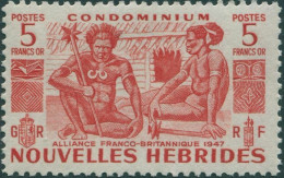 New Hebrides French 1953 SGF91 5f Scarlet Natives MNH - Andere & Zonder Classificatie