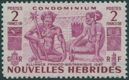 New Hebrides French 1953 SGF90 2f Reddish Purple Natives MNH - Autres & Non Classés