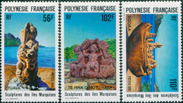 French Polynesia 1991 Sc#567-569,SG617-619 Marquesas Islands Sculptures Set MLH - Andere & Zonder Classificatie