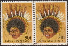 Papua New Guinea 1991 SG660 50t Tribal Head-dress Pair FU - Papoea-Nieuw-Guinea