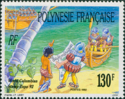 French Polynesia 1992 Sc#592,SG642 130f Sailor Asking Directions With Tab MLH - Andere & Zonder Classificatie