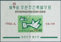 Korea South 1966 SG636 7w On 40h Ernational Correspondence Week MS MNH - Corea Del Sur