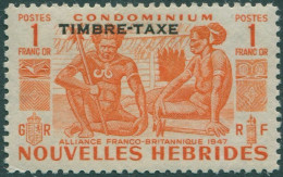 New Hebrides French Due 1953 SGFD96 1f Orange Natives TIMBRE-TAXE MNH - Autres & Non Classés