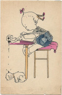4217 - Fillette Et Chien - Collage De Timbres Postes - Kinder-Zeichnungen
