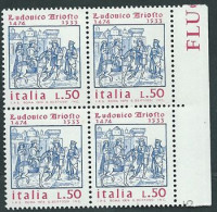 Italia 1974; Ludovico Ariosto, Poeta . Quartina Di Bordo. - 1971-80: Mint/hinged