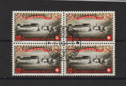 CH Pro Patria 1944-06-15 ET-O Basel20 Auf 4-er Block 10Rp. St.Jakob An Der Birs - Usados