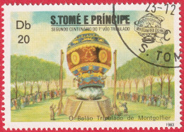 N° Yvert & Tellier 741 - Sao Tomé-et-Principe (1983) (Oblitéré) - 200è 1ère Ascension Atmosphère - Montgolfière 1783 - Sao Tome Et Principe