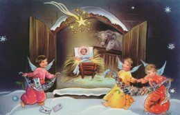 ANGELO Buon Anno Natale Vintage Cartolina CPSMPF #PAG750.A - Angels