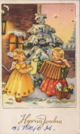 ANGELO Buon Anno Natale Vintage Cartolina CPSMPF #PAG710.A - Angels