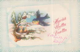 Bonne Année Noël OISEAU Vintage Carte Postale CPSMPF #PKD703.A - Neujahr