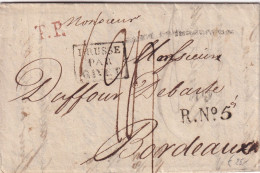 LETTRE. ST PETERSBOURG. 4 OCT 1819. PP. PRUSSE PAR GIVET. R.N°5. TAXE 24. POUR BORDEAUX - 1801-1848: Voorlopers XIX