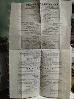 Italy Theater Poster Italia Programmi Carnevale 1865-1866 Teatro Apollo Argentina Valle. Adelaide Ristori. 47x30 Cm - Manifesti