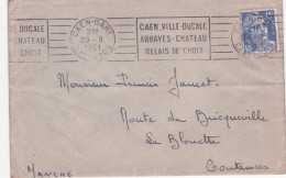 Lettre 15f Gandon Caen Vile Ducale Abbaye Ch�teau Pour La Blouette Coutances - Castles